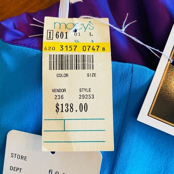 NWT 80’s 90’s Vintage Strapless Blue SILK Cocktail Dress Sz 6 - Picture 14 of 16